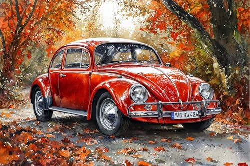 Adultos y Principiantes Diamond Painting Taladro Completo Arts Kits Elegante Auto Clásico Imagen Diamante Pintura Pintura Punto de Cruz Para Decoración Pared Hogar Taladro Redondo 20x30cm A0702