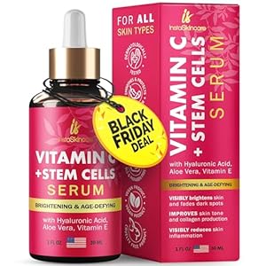 InstaSkincare Vitamin C Serum for Face and Eyes with Hyaluronic Acid and Vitamin E – Anti Aging, Even Skin Tone -Pure Vitamin C Serum 1 Oz