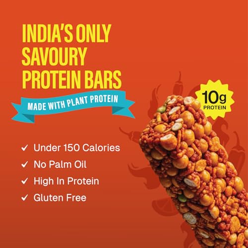 Image of PHAB Protein Bhel Bar - Peri Peri Flavour | Spicy Roasted Snack with Chana Chor | 10g Protein, <150 Cal, Gluten-Free, No Palm Oil | (Pack of 6x35g)