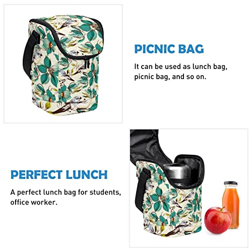 Bolsa de almuerzo vintage floral con aislamiento térmico para picnic 3