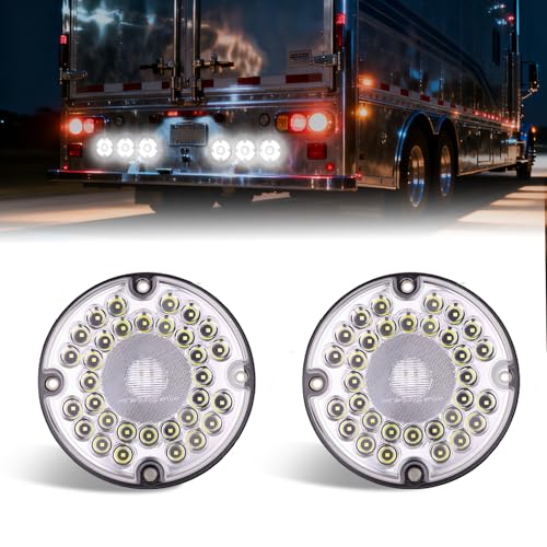 Image of 2PCS 7 inch 36 LED Round Trailer Tail Lights (White)