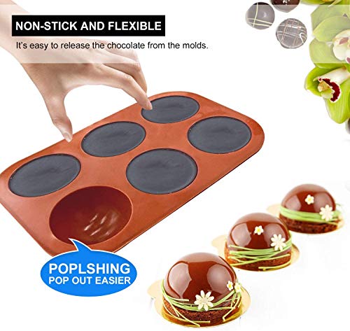 image for Forno 6-cavity semi-silicone mold/chocolate bomb mold/round hemispheri