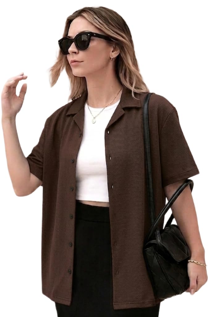 diaz Women Half Sleeve Shirts | Formal Office Wear Shirts for Women |Collared Button Down Shirt | Cotton Blend Western Top | Regular Fit Casual Shirt | Casual Workwear Top|Stylish Wear Shirts-picture-49