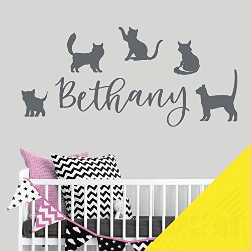 Cats & Kittens - Pets Personalised Name Wall Art Sticker [Large] [Lemon]