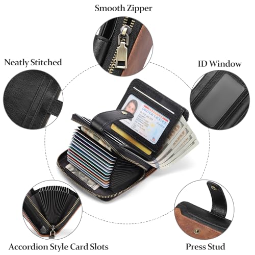 Credit Card Holder Wallet for Women RFID Blocking Zipper Card Case Holder Leather Small Wallet for Women4