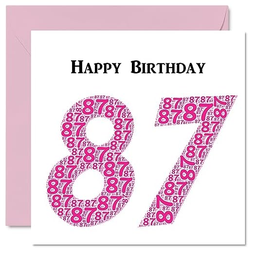 Divertidas tarjetas de cumpleaños 87 para mujer, Shapecloud - Tarjeta de feliz cumpleaños para papá, mamá, abuelo abuelo, niñera, abuela, tío tía, tarjetas de felicitación de 145 mm x 145 mm, tarjeta