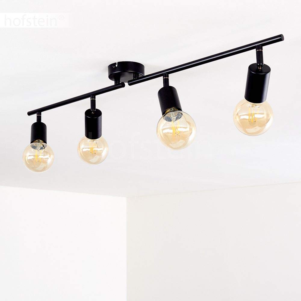lampada a soffitto Maidford, lampada a soffitto in metallo in nero, a 4 luci, con faretti regolabili, 4 x attacco E27, design retro/vintage spot, senza lampadina/e