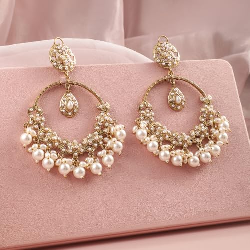 Image of Rubans Chandbali Earrings Gold Plated Kundan Jewellery Gift for Women & Girls