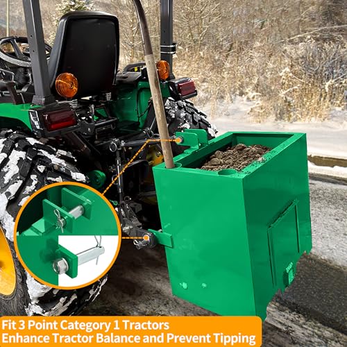 YINTATECH Ballast Box 3 Point Category 1 Tractor, 800lbs Capacity Tractor Ballast with 2" Hitch Receiver