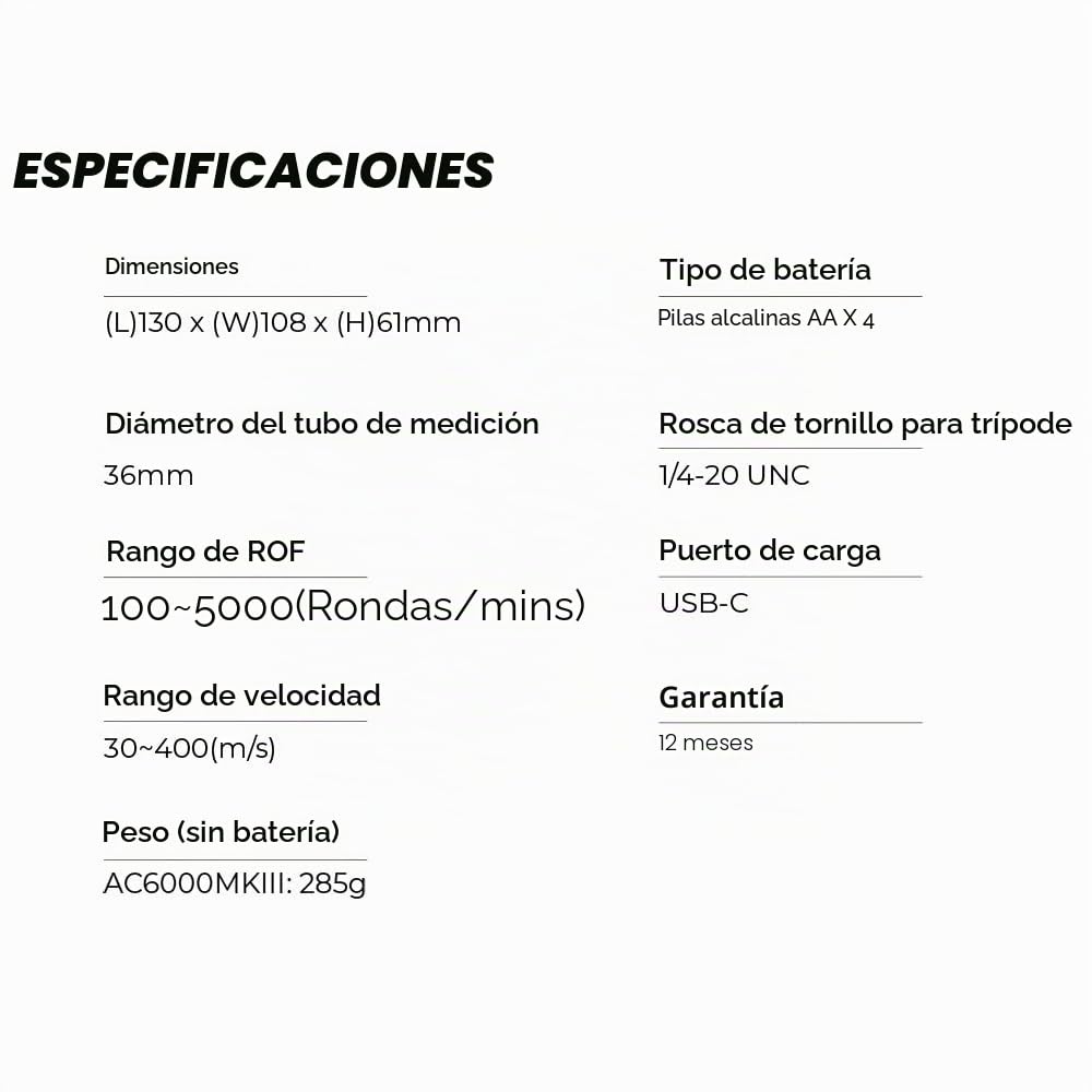 ACETECH Cronógrafo Airsoft Serie BBS Medidor de Velocidad de Tiro Chrono para Jugadores (AC6000 MKIII (Estándar))