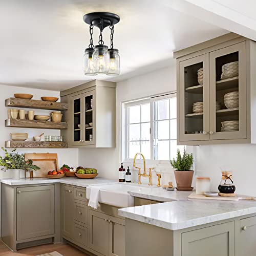 Mason-Jar-Light-Fixtures-3-Light-Flush-Mount-Light-Fixture-Farmhouse-Flush-Ceiling-Light-Mason-Jar-Black-Country-Lights-for-Kitchen-Dining-Room-Hallway-Entryway Mason Jar Light Fixtures 3 Light Flush Mount Light Fixture Farmhouse Flush Ceiling Light Mason Jar Black Country Lights for Kitchen Dining Room Hallway Entryway