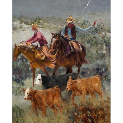 30 Pinturas Originales de Arte Occidental, Obras de Vaqueros Modernas, Decoración de Paredes del Oeste Americano, Decoración de Habitaciones Nativas del Sur, Pinturas Hechas a Mano por Profesores - 1