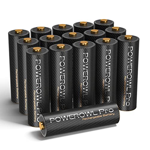 Pilas Recargables AA Pro, POWEROWL 1.2V Ni-MH AA Pila Recargable, Alta Capacidad 2800mAh - 16 Piezas