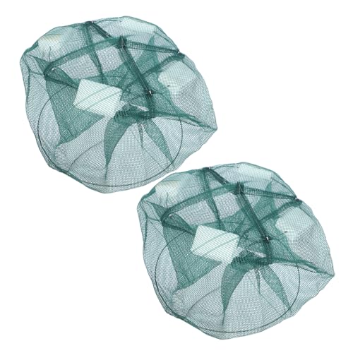 Parliky 2pcs EEL Trap Folding Mesh Trap for Crawfish Portable Fish Catching Cage Reusable and Easy to Use