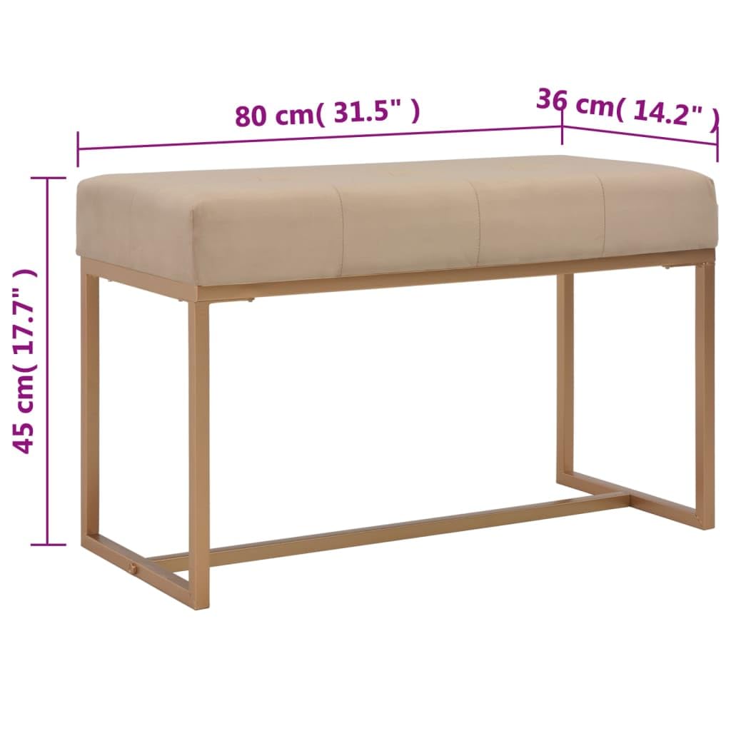 vidaXL Banc Tabouret Siège Banquette Pouf Bout de Lit Bout de Canapé Chambre à Coucher Salon Salle de Séjour Intérieure Maison 80 cm Beige Velours