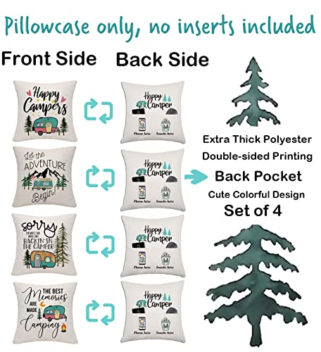 Occdesign Set Of 4 Camper Decor Rv Travel Trailer Decoration For Inside Camping Pillow Cover For Bedding Sofa Couch (The Best Memories Are Made Camping) #TOP1