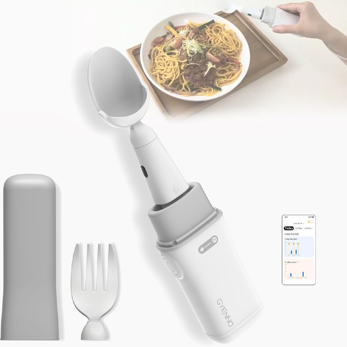 Cucchiaio Parkinson, Cucchiaio Fisso e forchetta con autostabilizzazione Intelligente, per pazienti con Parkinson o tremori, Posate di Supporto per l'artrite