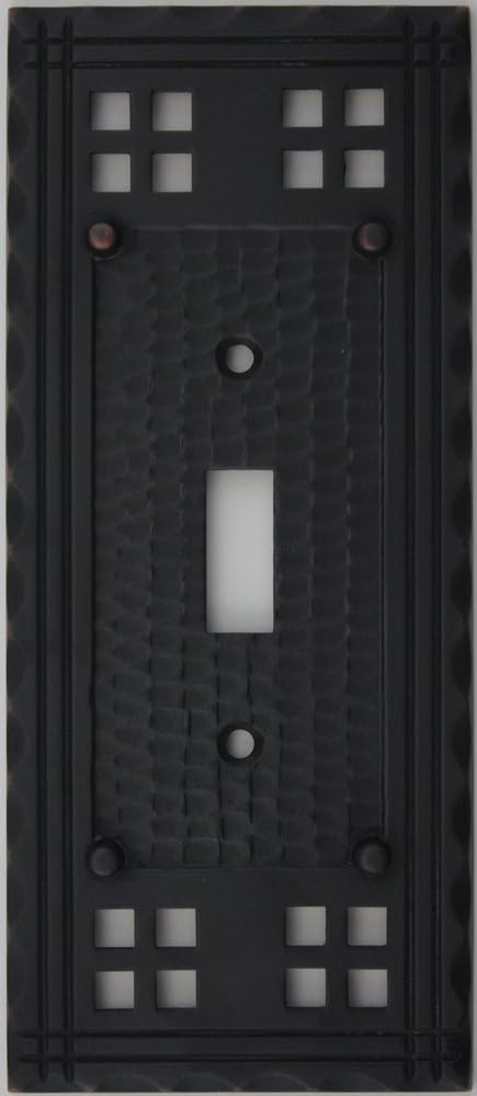 Arts & Crafts Mission Style Oil Rubbed Bronze 1 Gang Switch Plate - 1 Toggle Light Switch Opening