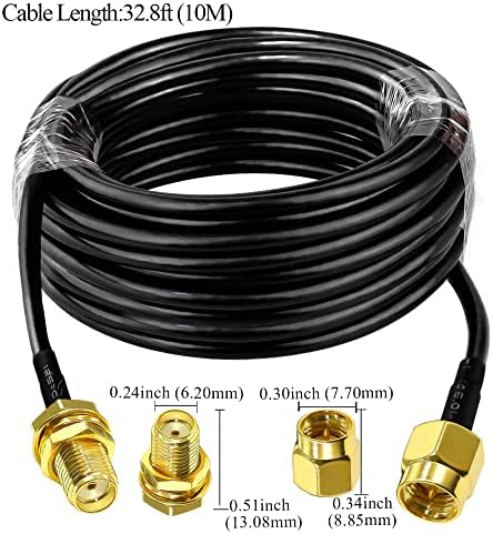 TUOLNK SMA Extension Cable RG58 32.8ft(10M) SMA Male to SMA Female Coaxial Cable 3G 4G LTE WiFi Antenna Wireless LAN Flexible Low Loss RF Coax Cable CB Radio RG58