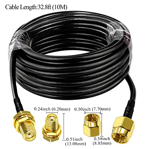 TUOLNK SMA Extension Cable RG58 32.8ft(10M) SMA Male to Female Coaxial Cable 3G 4G LTE WiFi Antenna Wireless LAN Low Loss CB Radio RG58 — view 5