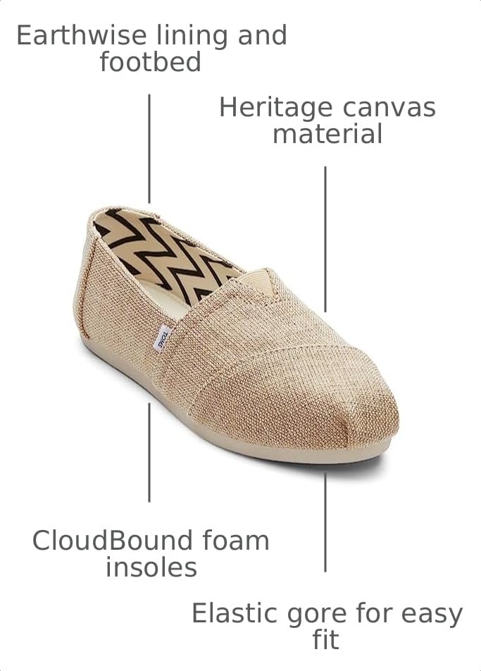 Image of TOMS Women's Alpargata Classic Slip-On Espadrille, Textile Upper, Natural Undyed Heritage Canvas, 9.5