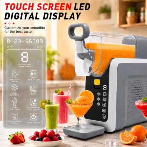 Image of HRVEOCEI Countertop Slushie Machine for Home, No Ice Needed Slushy Maker, Frozen Drink Machines with LED Display, Ice Cream Slushy Machine for Supermarket Bar Summer Party