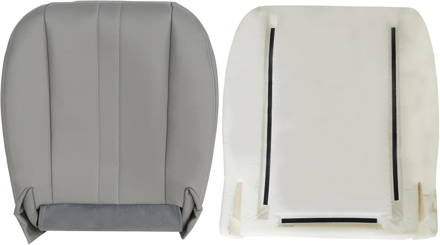 GXARTS Driver Or Passenger Side Bottom Leather Seat Cover & Foam Cushion Pewter Gray#922 Compatible with Chevy Express Van GMC Savana 2003 2004 2005 2006 2007 2008 2009 2010 2011 2012 2013 2014