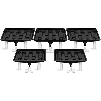 5pcs Runoff Trays 15.5in Garden Flood and Drain Plant Base with PVC Legs and Drain Fitting, Elevated Plant Saucers for Use in Indoor Grow Tents, Greenhouses, and Outdoors Gardens