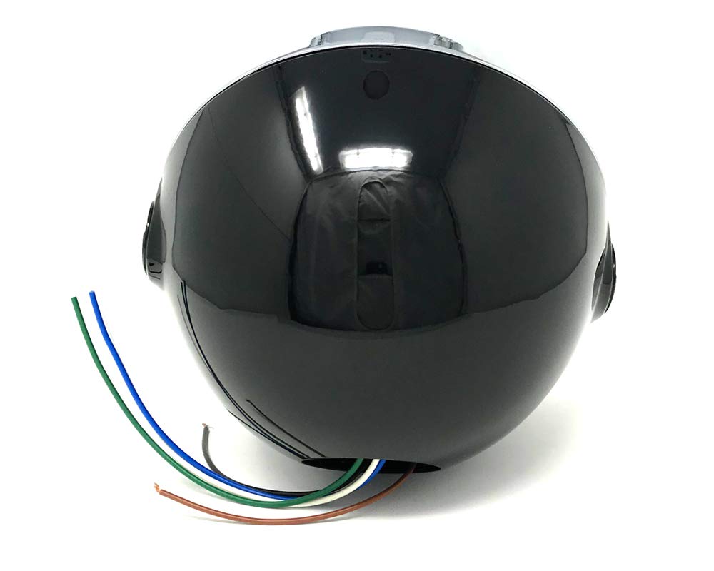 Alchemy Parts Moto 8" Pollici Faro 12V 55W Acciaio Nero Classic Retrò Vecchia Scuola Stile