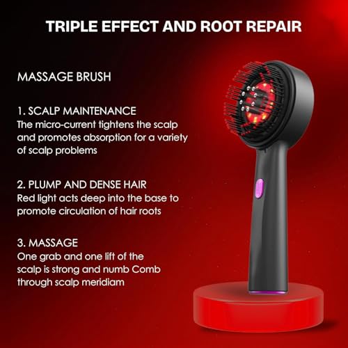 Image of effora's 3-1 red light therapy scalp massager | oil massager for scalp hair | electric hair massager comb | hair massager machine | 3 In 1 hair oil applicator | head relaxation at home |