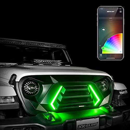 XKCHROME LED Grill Kit with DRL Sequential Turn Signal for Jeep Wrangler JL and Gladiator JT