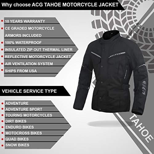 Acg Adventure Motorcycle Jacket Men For Touring Ce Armor Waterproof All Season Biker Riding (Black, X-Large) #TOP2