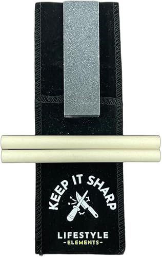 Paquete de afiladores de cuchillos de cerámica para afilar (2ea) Afiladores Arkansas de 4 12 pulgadas con bolsillo de varilla de cerámica y