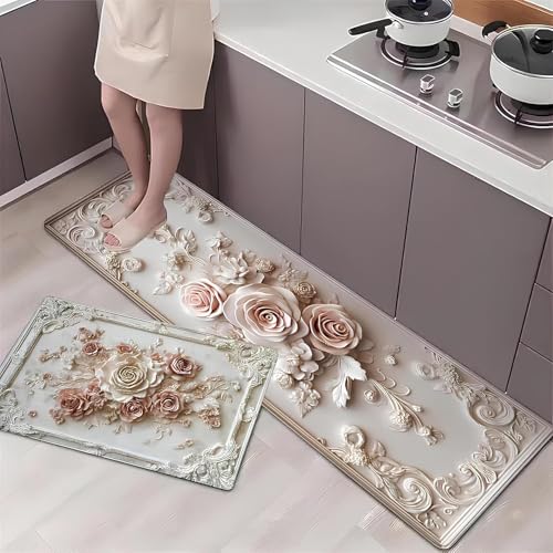 Image of Proxin Anti Fatigue Kitchen Rug Sets 2 Piece Non Slip Kitchen Mats for Floor Cushioned Kitchen Rugs & Mats Waterproof Comfort Standing Mat Runner for Kitchen,Home Office,Sink,Laundry (Multi 2)