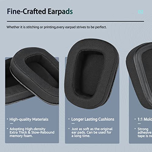 Mesh Earpads para Logitech G35/G935/G933/G930/G432 - Negro | para audífonos G935/G933/G930/G635/G633/G633S/G533/G430/G431/G432/G433/G332/G230/G231/G233 miniatura 4
