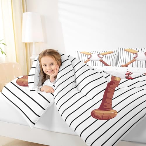 Image of Feelyou Baseball Comforter Set Toddler Size Bedding Set for Kids Teens