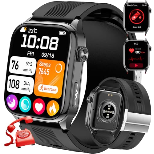 2025 Reloj Inteligente con ECG/Ácido Úrico/Lípidos/Detección De BMI/Fatiga/Emociones, 2.06' Smartwatch con 24H Pulsómetro/Oxímetro, SOS Reloj Tensiometro De Muñeca for Android iOS