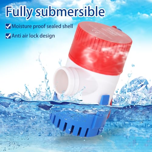 image for Lxngyi 12v 1100GPH Boat Bilge Water Pump, 1-1/8 Inch Dia Bilge Pump Pl