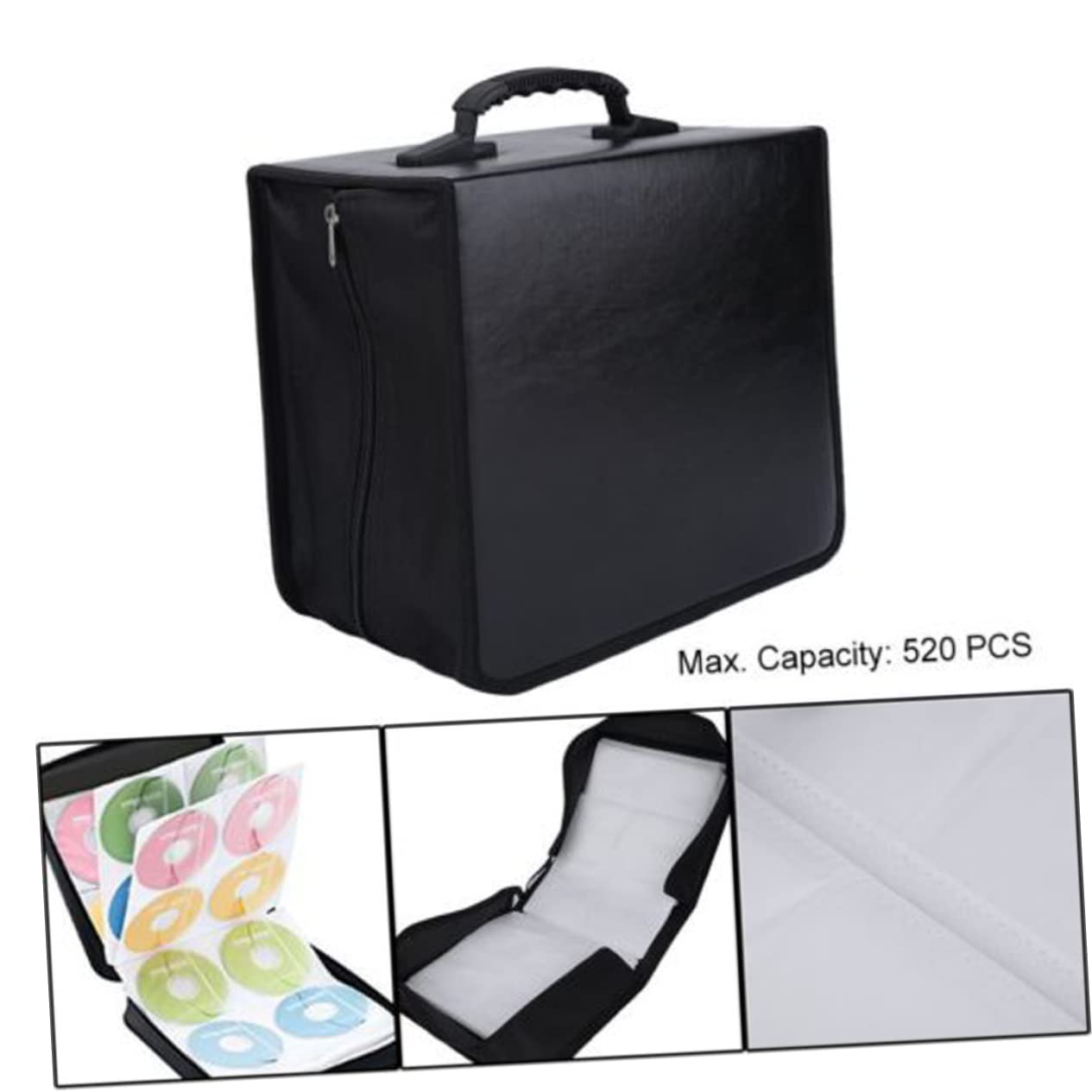 Funda Portátil Para Cd y Dvd De Gran Capacidad Organizador De Discos Con Compartimentos Para y Almacenamiento Casa Negro