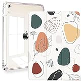 iPad Air 5th Generation case, Feams Slim Trifold iPad Air 5th/4th Generation 10.9 Inch 2022/2020 Case Clear Back Cover with Auto Sleep/Wake & Pencil Holder for iPad Air 5/4, Abstract Art