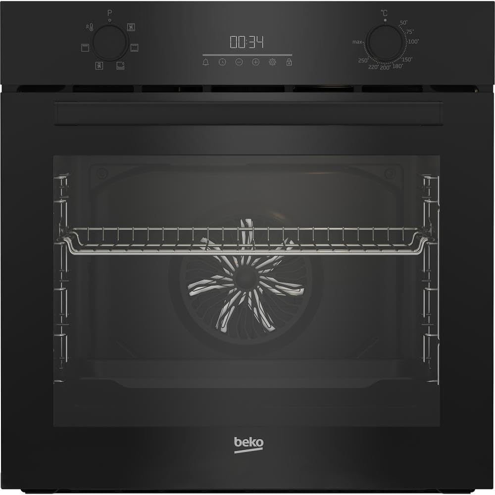 Beko Serie b300 BBIE17300B Einbau-Backofen mit 6 Funktionen, 72 l Garraumvolumen, Multifunktionsdisplay mit Sensortasten, Schnellaufheizung, AeroPerfekt, SteamShine-Reinigung, Schwarz