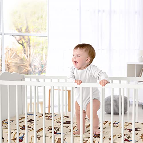 Sweet Jojo Designs Tan Brown Western Cowboy Boy Baby Fitted Crib Sheet Set Nursery Soft Infant Newborn Fits Standard Mattress Toddler Bed Southern Country Wild West Horse Off White Cow Print Animal #TOP3