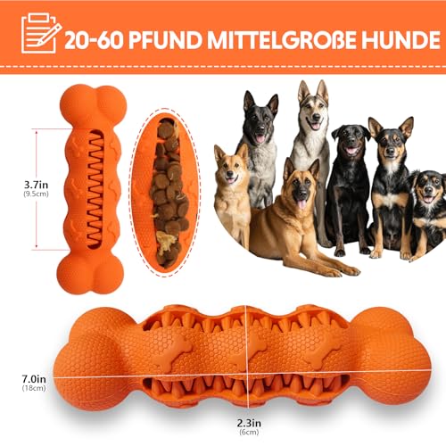 LaRoo Füllbares Hundespielzeug,Kann Mit Leckerlis Gefüllt Werden, Kauspielzeug für Hund Welpen, Naturkautschuk Kauknochen, Zahnpflege und Langsames Fressen -Für Kleine Hunde