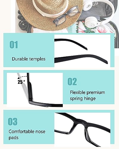 Image of Yexiya 24 Pack 0.5 Reading Glasses Bulk Adjustable Traditional Reading Glasses with Spring Hinge Non-prescription for Men Women, Black Frame