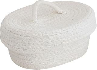 basket hamper woven organizer with lid Sundries Organizer Desktop Cosmetics Organizer container nordic white cotton rope