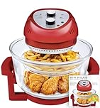 Big Boss Air Fryer, Large 16 Quart Oil-Less AirFryer with Built in Timer, Air Fryers, Dishwasher Safe, Friteuse a Air Chaud, Includes 50+ Recipe Book - Red