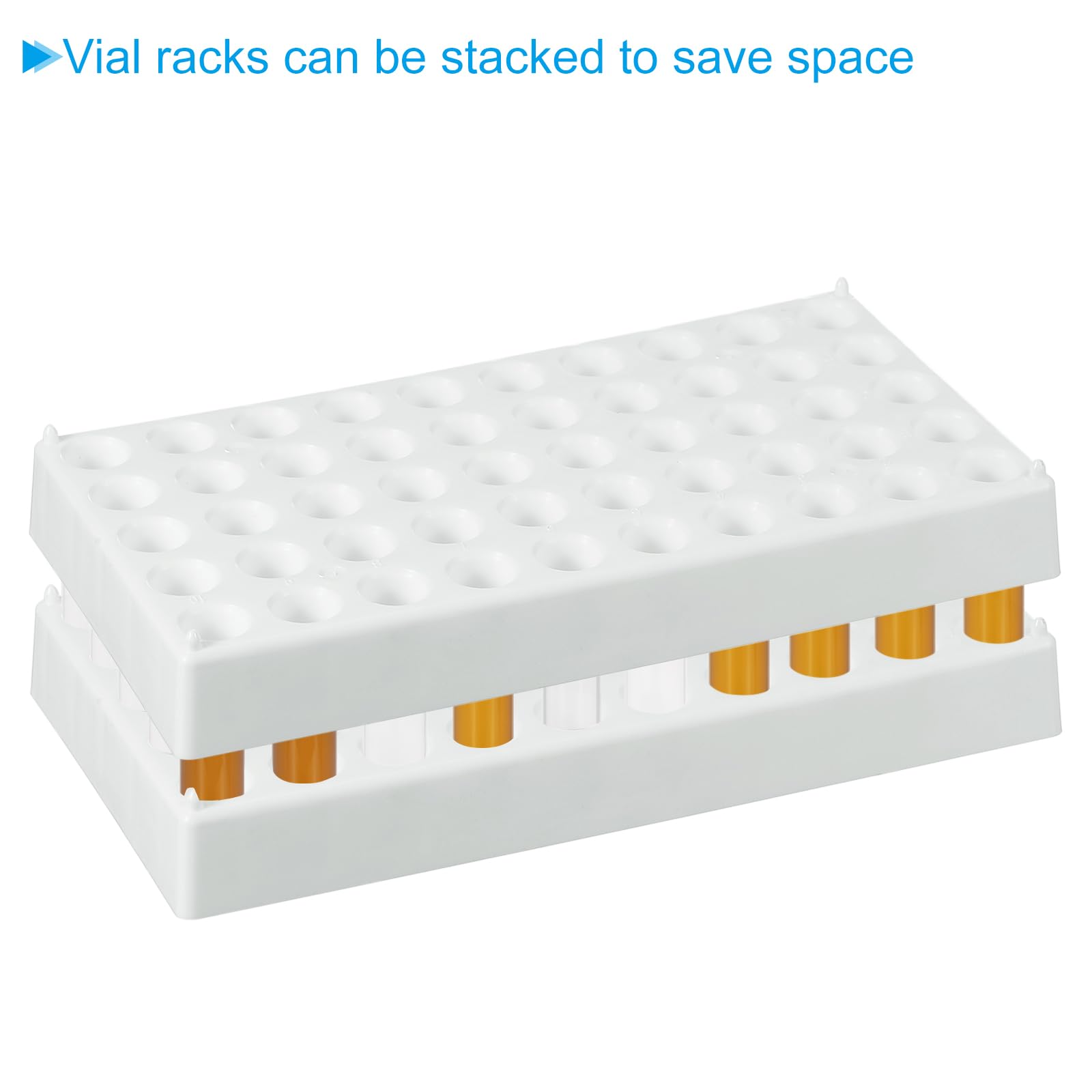 PATIKIL Vial Halter Für 4ml Autosampler Fläschchen 4er Pack Fläschchen Halter 50-Well Stapelbarer Reagenzglasständer Halter Für Mikrozentrifugenröhrchen Weiß