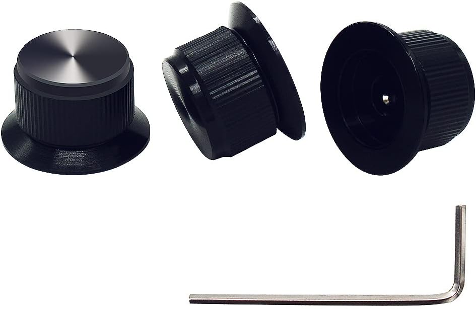 mxuteuk3pcs Black Guitar Knobs Potentiometer Control Knob Aluminum Alloy Volume Audio Electric Guitar Bass Knob Screw Type 24 x 14.5mm (dh) KNOB-07-BK