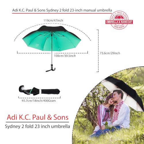 Image of Adi K.C. Paul & Sons Sydney 2 fold heavy duty 23-inch bigger size umbrella for men & women
