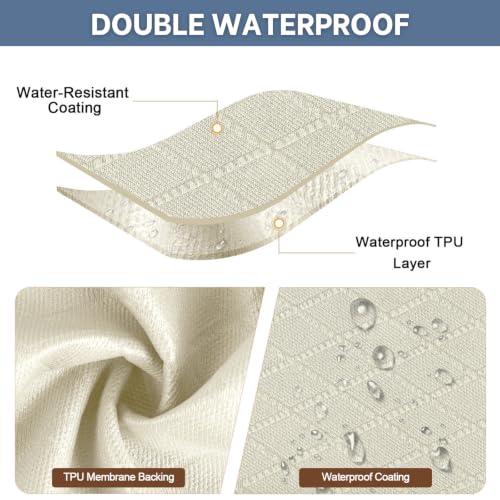 Image of SearchI Waterproof Dining Chair Seat Covers Set of 6, Hook and Loop Tape Stretch Chair Covers for Dining Chairs, Washable Dining Room Seat Cover Protector (Beige)